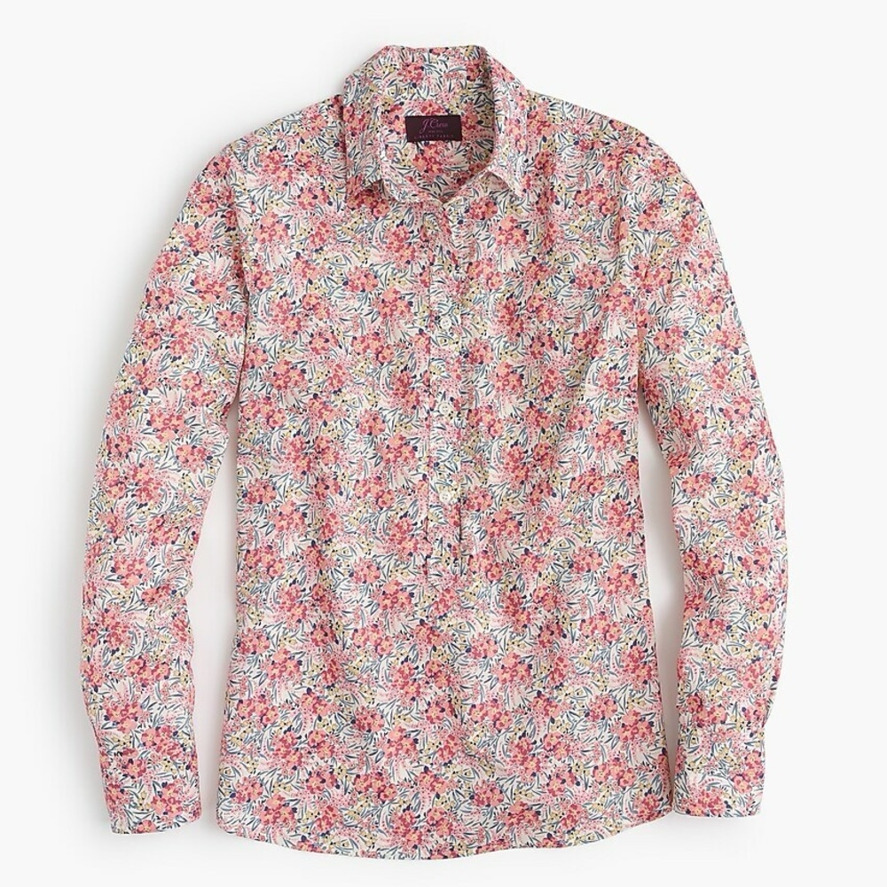 J.CREW X Liberty London Pink Swirling Petals Floral Popover Shirt Size 00
